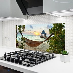 Szkło do Kuchni na Ścianę Relaks w Hamaku na Plaży