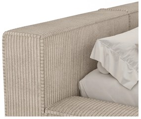 Beżowe tapicerowane łóżko dwuosobowe ze schowkiem ze stelażem 180x200 cm Voliera – Maison de Rêve