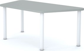 Stół przedszkolny Smart trapez 140x70 cm, rozmiar 0-3, blat szary / nogi białe