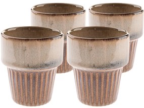 Zestaw 4 ceramicznych kubków Rustik 100 ml, jasnobrązowe