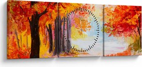 Obraz - Obraz olejny, kolorowa jesień (z zegarem) (90x30 cm)