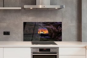 Szkło Ozdobne do Kuchni Trzy Krzyże o Zachodzie Słońca