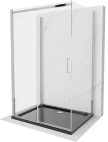 Mexen Omega kabina prysznicowa 3-ścienna, rozsuwana 110 x 80 cm, transparent, chrom + brodzik Flat - 825-110-080-01-00-3s-4070