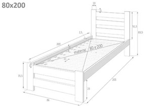 Białe drewniane łóżko pojedyncze 80x200 - Drohet 3X