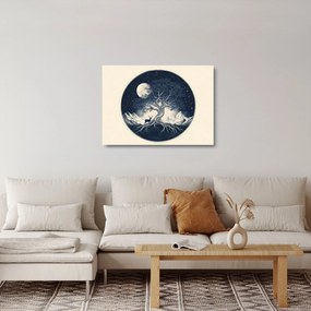 Obraz na szkle – Magiczne drzewo z jeleniem I. (70x50 cm)