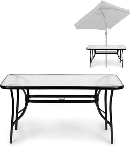 Stół ogrodowy 140x80 cm z otworem na parasol Tulum 094, czarny