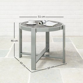 Outsunny Okrągły stolik ogrodowy odporny na warunki atmosferyczne aluminiowy stół balkonowy z wykończeniem marmurowym szary