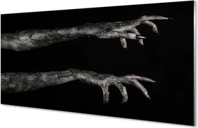 Panel szklany do Kuchni Brudne Dłonie na Czarnym Tle