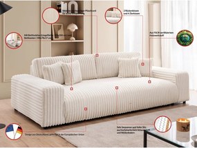 Kremowa sztruksowa rozkładana sofa ze schowkiem 260 cm Justin – Ropez