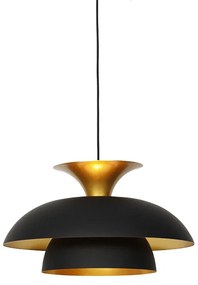 Nowoczesna okrągła lampa wisząca czarna ze złotem 3-warstwowa - Titus Nowoczesny Oswietlenie wewnetrzne