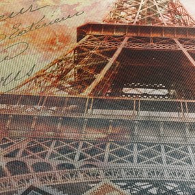 Obraz - Wieża Eiffla w stylu vintage (z zegarem) (90x30 cm)