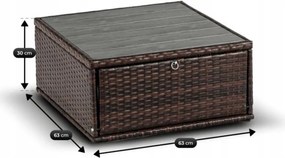 Zestaw Mebli Ogrodowych CALIENTE Modułowy Sofa 2x Fotel Stolik Tarasowy Brązowy/Beżowy Technorattan Nowoczesny