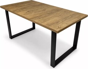 Loftowy stół rozkładany Skubi do jadalni, laminowany blat i czarne metalowe nogi 125x85 / 150x80 cm
