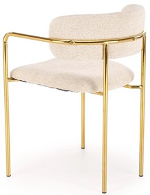 Krzesło Do Jadalni Salonu Kremowy, K537 Tkanina RAVEN, chrom, glamour