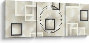 Geometryczny abstrakcyjny obraz (z zegarem) (90x30 cm)