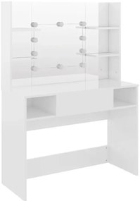 Biała toaletka do makijażu z żarówkami led C7-B76