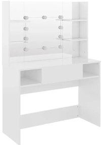 Biała toaletka do makijażu z żarówkami led - Zowros 4X
