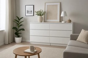 Biała Komoda Z 6 Szufladami 100 Cm G8-R55
