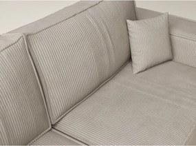 Beżowy sztruksowy rozkładany/ze schowkiem narożnik (lewostronny/w kształcie litery L) Tonga – Maison de Rêve