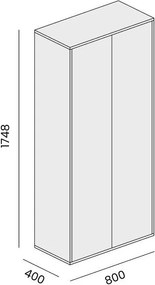 Szafa biurowa BLOCK, 800 x 400 x 1748 mm, biały