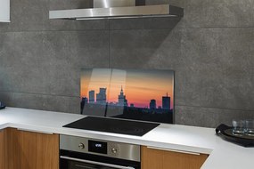 Szkło do Kuchni na Ścianę Zachód Słońca nad Warszawą