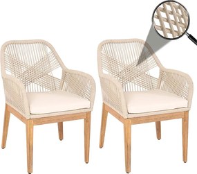 Krzesło ogrodowe MCW-H56b (zestaw 2 sztuk),  beżowe poduszki kremowo-białe