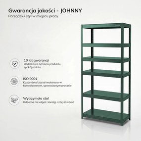 Regał metalowy Johnny zielony, 80 x 42 x 180 cm do garażu, warsztatu i magazynu