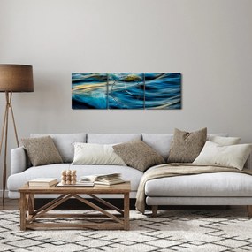 Obraz - Fale (z zegarem) (90x30 cm)