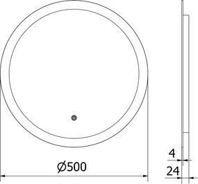 Mexen Oro lustro łazienkowe podświetlane, okragłe 50 cm, LED 6000K, antypara - 9824-050-050-611-00