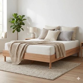 Łóżko dwuosobowe z litego drewna dębowego bez zagłówka i stelaża w naturalnym kolorze 180x200 cm Forrest – Vipack