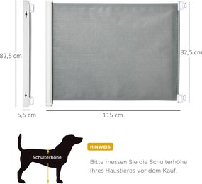 PawHut bramka ochronna na drzwi, schody, zwijana, obsługa jedną ręką, PVC szara