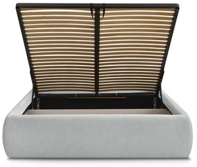 Jasnoszare tapicerowane łóżko dwuosobowe ze schowkiem/bez zagłówka ze stelażem 180x200 cm Inera – Bobochic Paris