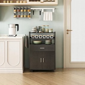 Szafka wózek kuchenny komoda stół regał nowoczesny mobilny na kółkach czarna