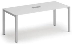 Stół konferencyjny PRIMO SQUARE, 180x80 cm, biały + port blatowy TYP VI, srebrny
