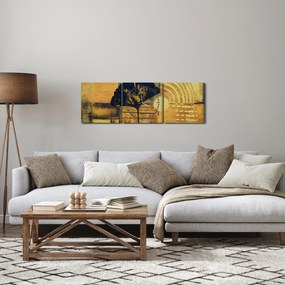 Obraz - Liść miłorzębu (z zegarem) (90x30 cm)