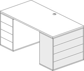 Biurowa komoda z szufladami BLOCK, 800 × 400 × 710 mm, 4 szuflady, dąb naturalny