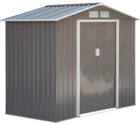 Outsunny szopa na narzędzia z fundamentem metalowy domek ogrodowy żółty 213x130x185 cm praktyczne przechowywanie narzędzi | Aosom PL