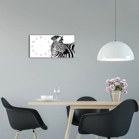 Zegar ścienny szklany cichy Zebra w śniegu