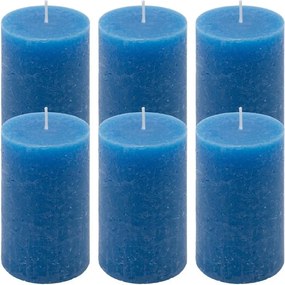 Zestaw świec rustykalnych, 11,5 cm, Ø 6,8 cm, niebieskie 6