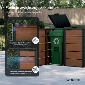 Zabudowa śmietnikowa 240L trzykomorowa, antracyt - orzech