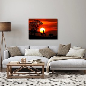 Obraz - Sylwetki zwierząt o zachodzie słońca (70x50 cm)
