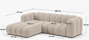 Ciemnoniebieski narożnik z tkaniny szenilowej (lewostronny/z szezlongiem) Lupine – Micadoni