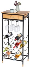 Czarno-naturalna metalowa szafka na wino liczba butelek 16, 48x95 cm Loft – Wenko