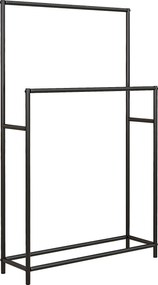 HOMCOM Stojak na ręczniki, wolnostojący, 2 drążki, odporny na rdzę, 66x20x110cm, Czarny