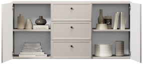 Komoda wisząca Lorini 150 cm z szufladami - kaszmir / czarne uchwyty