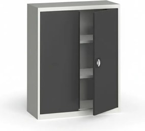 Szafa metalowa, 1150 x 950 x 400 mm, 2 półki, szara/ciemnoszara
