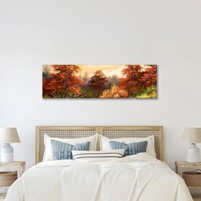 Obraz rzeki w jesiennym krajobrazie, obraz olejny (170x50 cm)