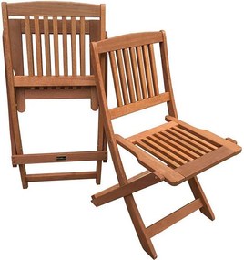 Krzesło ogrodowe składane z drewna egzotycznego "Hongkong" - Klon - Jasnobrązowy - Zestaw 2 szt.
