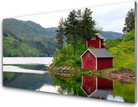 Szkło do Kuchni na Ścianę Chatka Nad Górskim Jeziorem