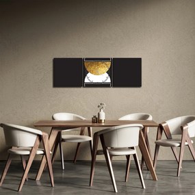 Obraz - Abstrakcja złoto i czerń N⁰2 (z zegarem) (90x30 cm)